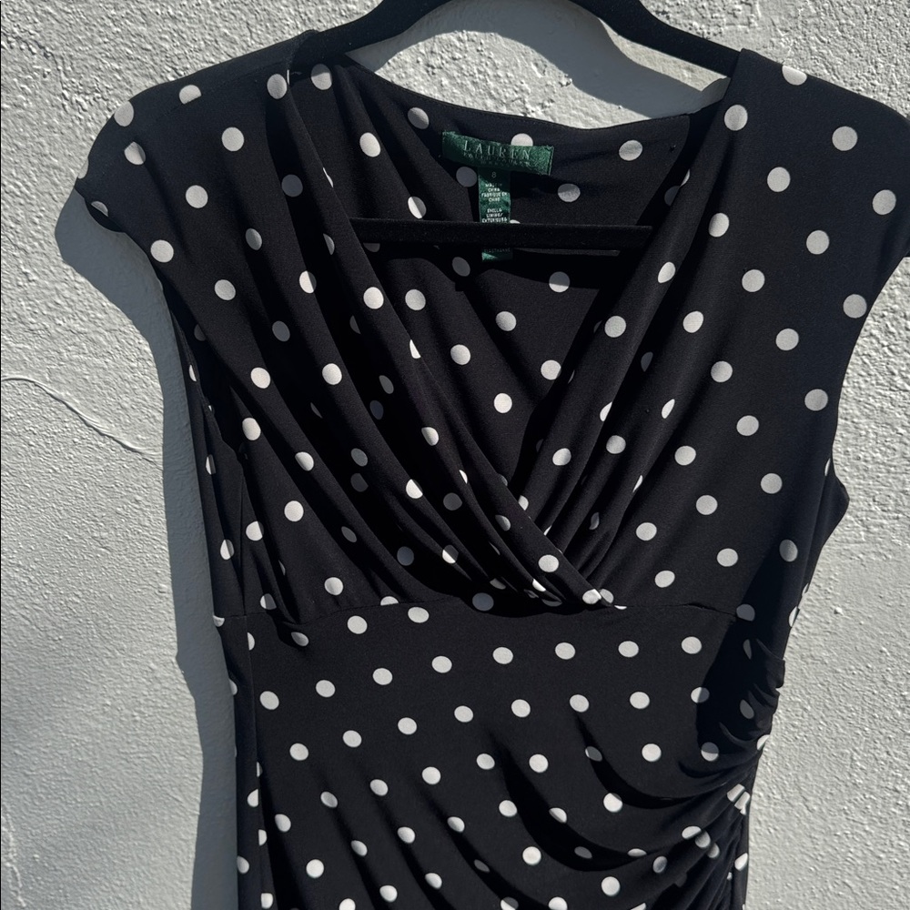 Lauren Ralph Lauren Black and White Polka Dot Midi Dress